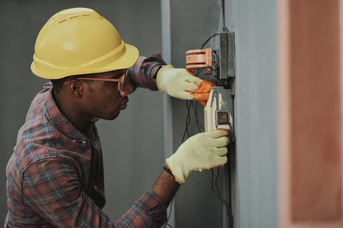 Professional electrician working on an electrical installation